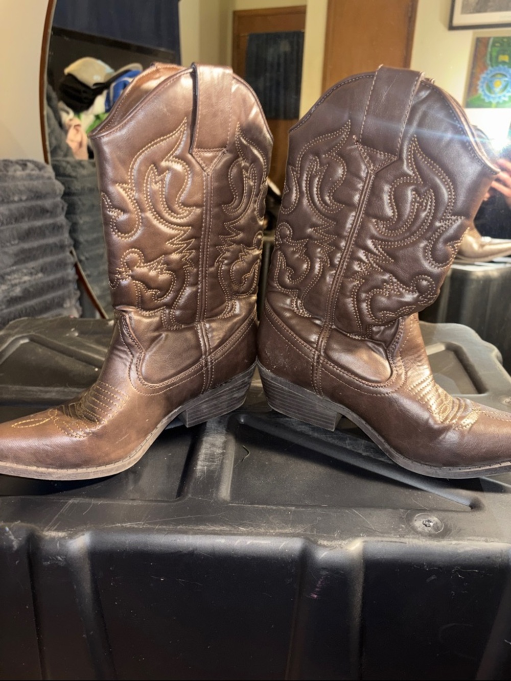 Mossimo Supply Co. Brown Western Heeled Cowboy Boots